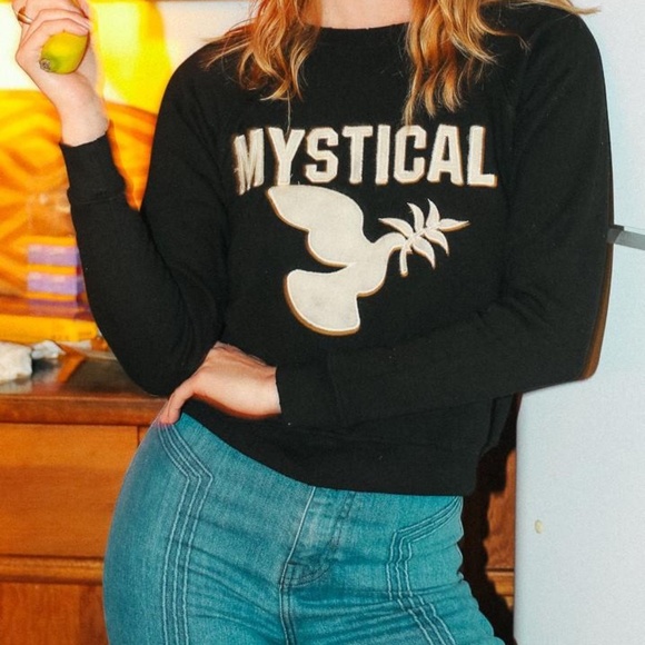 New Stoned Immaculate MYSTICAL Black/White Dove Sweatshirt Large L NWT $190 - Picture 2 of 5